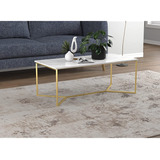 Mesa De Centro Safdie 44l Mármol Oro Metal