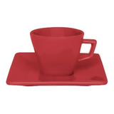 Taza Te Con Plato Nara Rojo Porcelana Oxford