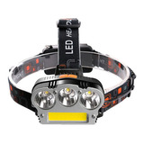 Lanterna Cabeça Capacete Recarregavel 3 Led T6 + 1 Led Cob