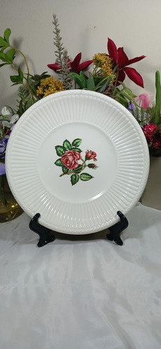 Plato Decorativo Moss Rose Cerámica Estriado Wedgwood Ingles