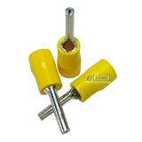 Terminal Conector Pin Solido Amarilla Para Cable 10-12 X100 