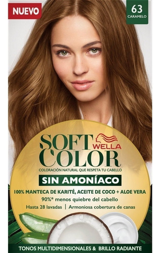 Kit Tintura Wella  Soft Color Coloracion Natural Tono 63 Caramelo Para Cabello