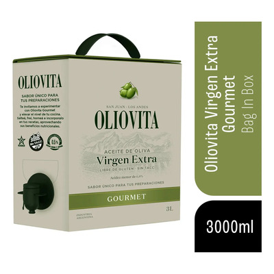 Aceite Oliva Virgen Extra Oliovita Gourmet Caja Bib 3 Litros Sin Tacc con Dosificador | Envío gratis