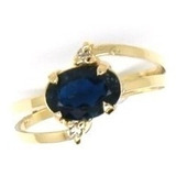 Novo Anel Safira Azul Natural Brilhantes Ouro 18k K520 18643