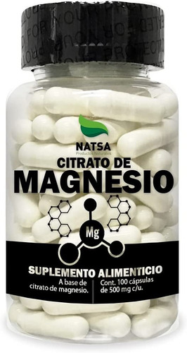 Natsa Citrato De Magnesio 500 Mg 100 Capsulas Sfn