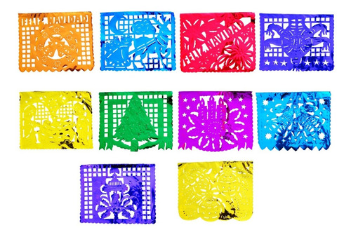 Papel Picado Metálico, Para Navidad Paquete De 50 Metros