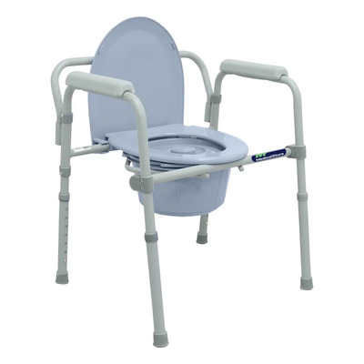 Silla Comodo Aumento Ducha Para Wc Baño 3 En 1 Plegable Altura Ajustable Cubeta Texturizada Estable Con Respaldo Removible Antiderrapante Reforzada | Envío gratis