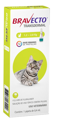 Bravecto Antipulgas Transdermal Para Gatos De 1,2 A 2,8kg