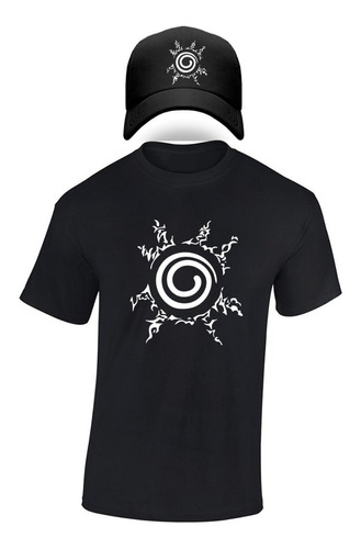 Camiseta Y Gorra Naruto Simbolo Trigrama Hombre 100%algodon