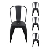 Kit 4 Cadeiras Design Tolix Iron Industrial Diversas Cores Cor Da Estrutura Da Cadeira Preto/fosco