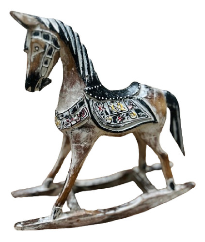 Caballo Mecedor En Madera Oriente 25cm Importado Indonesia