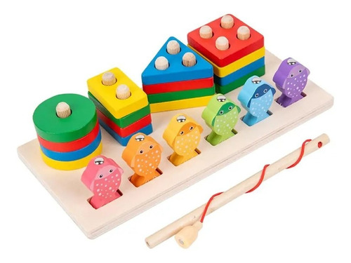 Juguete De Pesca De Madera Juego Bloque Construccion  Niños 