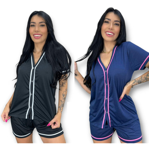 Kit 2 Pijama Bloguerinha Com Botões Amamentação