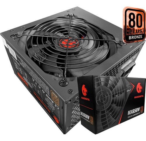 Fonte Gamer Para Computador De 650 W Reais Atx Maxxdigital Cor Preto 110v/240v