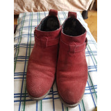 Zapato Mujer Botineta Caña Bajo C/elástico Gamuza Bordo T40