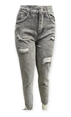 Pantalon De Jeans Mom Rigido De Dama Con Rotura Del 36 Al 46