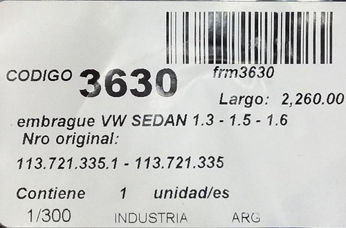 Guaya Embrague Vw Escarabajo 1.3 1.5 65-74 1.6 Super 1880 Foto 3