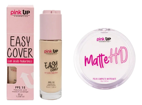 Polvo Mate Hd + Maquillaje Líquido  Easy Cover Pink Up