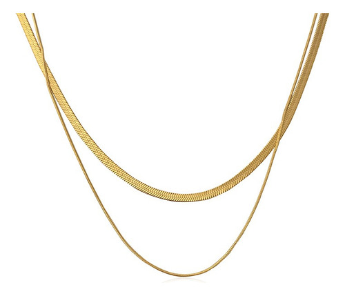 Collar Gargantilla Dama Acero Tejido De Serpiente Oro De 18k