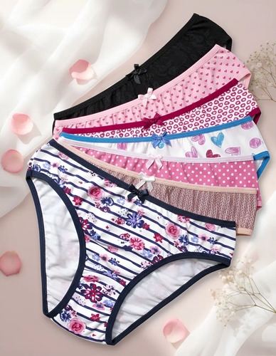 6 Pz Bikini Pantaleta Dama Likra Algodon Marca Linda Keerr
