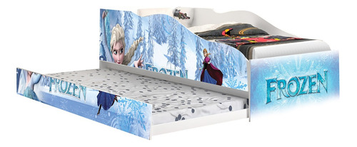 Cama Solteiro Com Auxiliar Frozen Elsa E Ana Com 1 Colchão