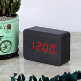 Reloj Despertador Madera Led Usb Temperatura Fecha Alarma 