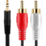Cable Rca Miniplug 2x1 Audio Auxiliar Macho 3,5 Mm 1.8 Mts Negro Handa