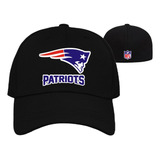 Gorra Negra Nfl Patriotas Flex Cerrada Alto Relieve