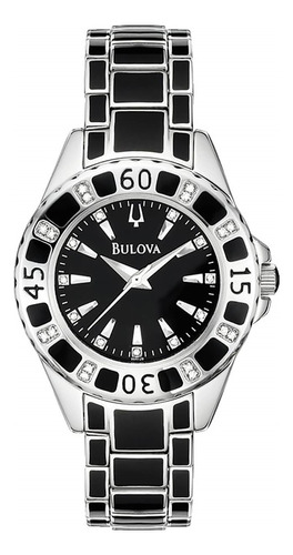 Relógio Bulova Wb27207p Preto E Prata Diamond Original