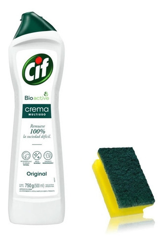 Cif Crema Original 750gr Limpiador Mas Esponja De