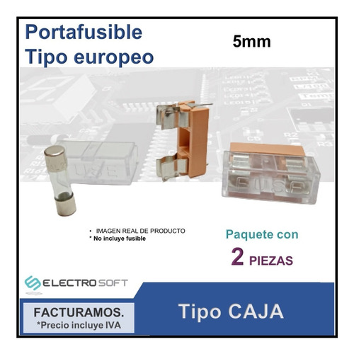 2pz Portafusible Caja Tipo Europeo 5mm