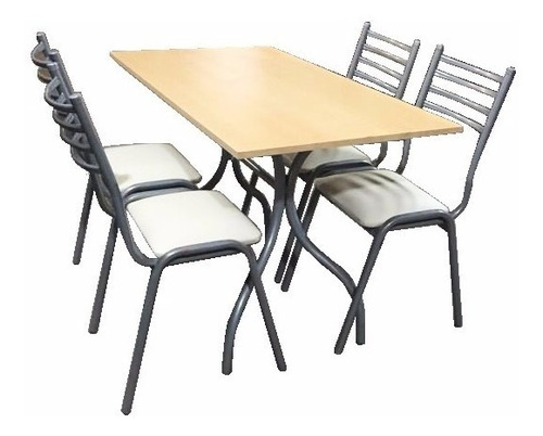 Mesa 120 X 70 Cm + 4 Sillas Apilables - Combo Ideal Para Cocina O Comedor - Directo De Fabrica