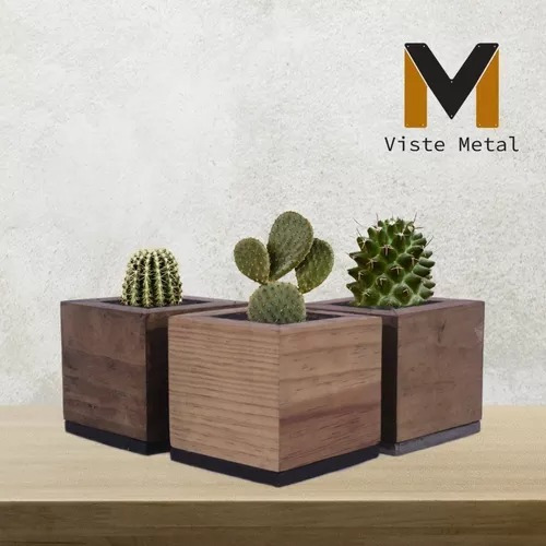 Juego De Maceteros Estilo Industrial Vime Cactus