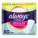 Paquete Con 80 Protectores Diarios Always Regular Con Aroma