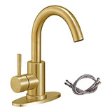 Grifo Lavabo Moderno Besy, Acero Inoxidable/oro Cepillado