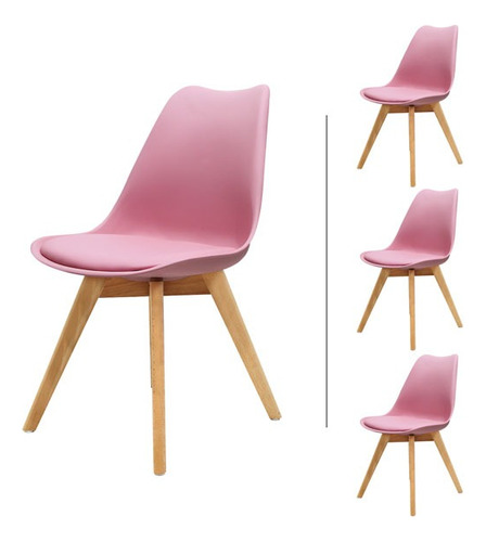 Set 4 Sillas Frankfurt Mundo In Comedor Minimalista Rosa