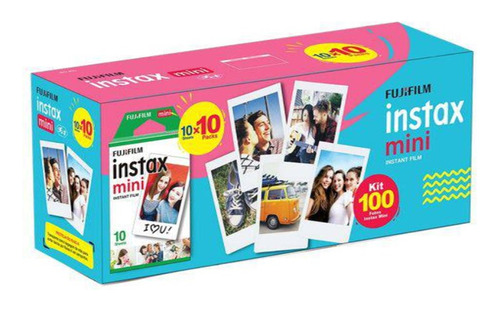 Kit Filme Papel Fotográfico Instax Mini 100 Fotos