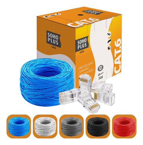 Cabo Rede Cat6 300m Cinza Furukawa Soho Plus + 50 Conectores