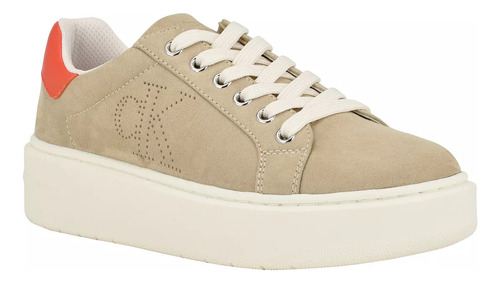 Tenis Mujer Calvin Klein Daili Plataforma Casual Beige