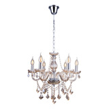 Lustre Pendente Sala Candelabro Champanhe 6 Braços Oferta