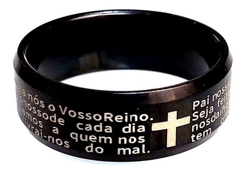 Anel Pai Nosso Preto 8mm Masculino Femino Alta Qualidade