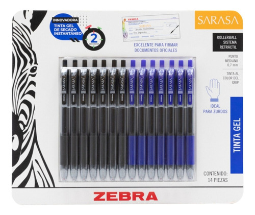 Bolígrafos Tinta Gel Punto Mediano Zebra 14 Pz