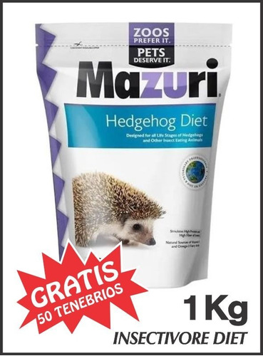 Alimento Mazuri Erizo 1kg+50 Tenebrios Gratis Y Envio Gratis