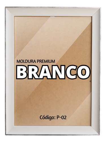 Moldura Premium Tamanho 40x50 C/ Vidro Parede Cor Branco
