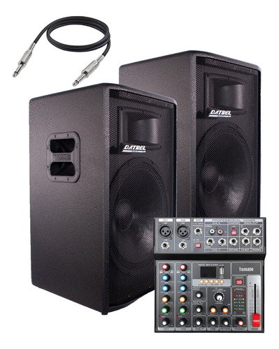 Kit Caixa De Som Ativa Passiva 15 600w Rms+ Mesa De Som 7 Ch