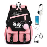 Mochila Escolar Kuromi Melody De Gran Capacidad, Mochila Escolar Para Niñas De Sanrio Kuromi Primary School Color 2024 Pink