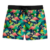 Short Praia Masculino Floral Flamingo Estilo Mauricinho 0047