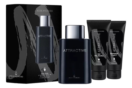 Kit Attractive Masculino Perfume + Gelpós-barba + Shampoo