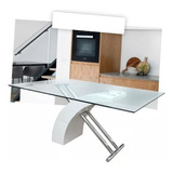 Mesa Victory Vidrio Pata Madera Blanca/cromo 2,00x0,90m Cuot