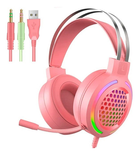 Audífono Gamer Rgb Aoas As-66 Color Rosa